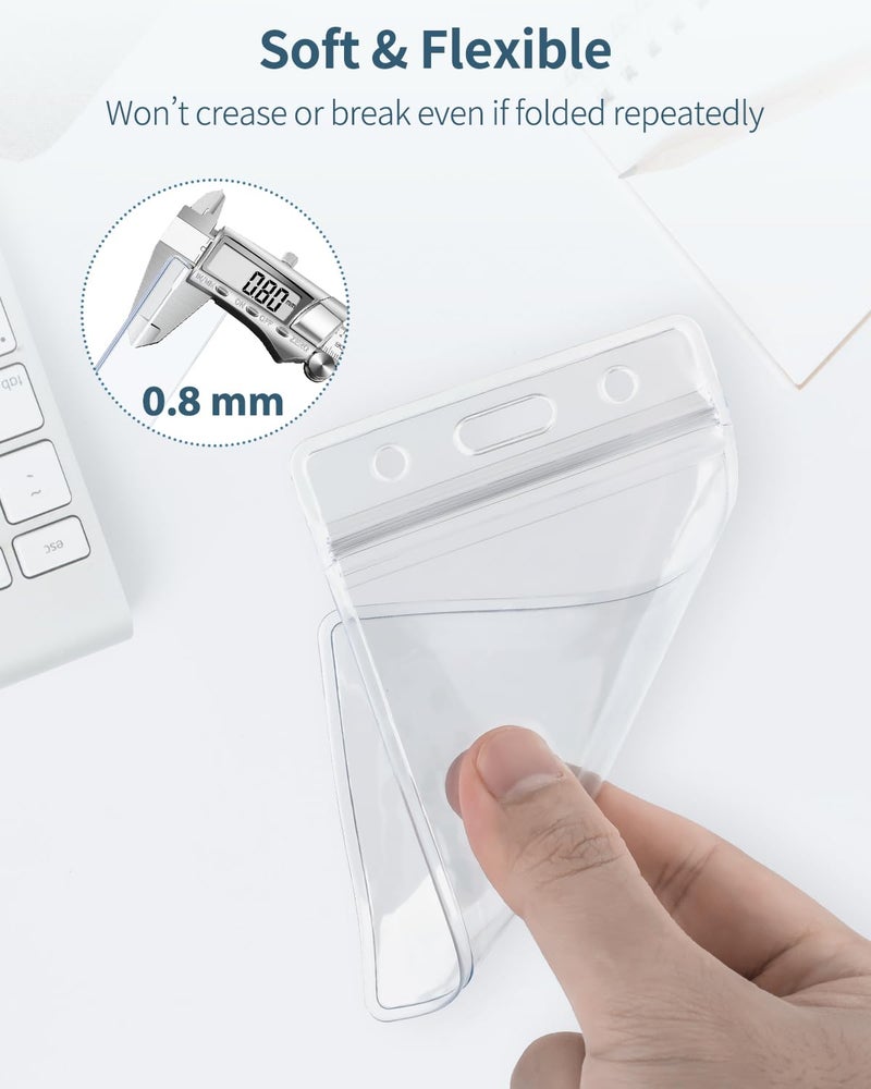 Pawfly 6 Pack Vertical ID Card Badge Holder Waterproof Clear Card Sleeve Case Cover Heavy Duty Card Protector Pouch with Resealable Zip for Proximity Key Card Driverâ€™s License and Credit Card - Image 3